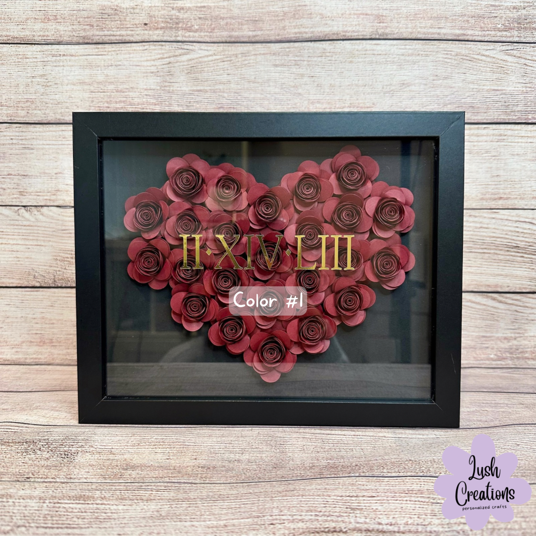 Roman Numeral Heart Flower Box