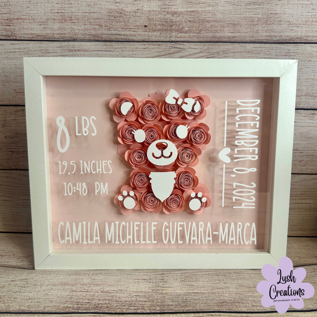 Newborn Stats Flower Box